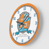 Declan Jungs Name bedeutet Ritter Schild orange Große Wanduhr (Winkel)