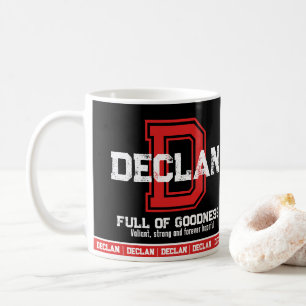 Declan Name bedeutet Sport monogramm rot schwarz Kaffeetasse