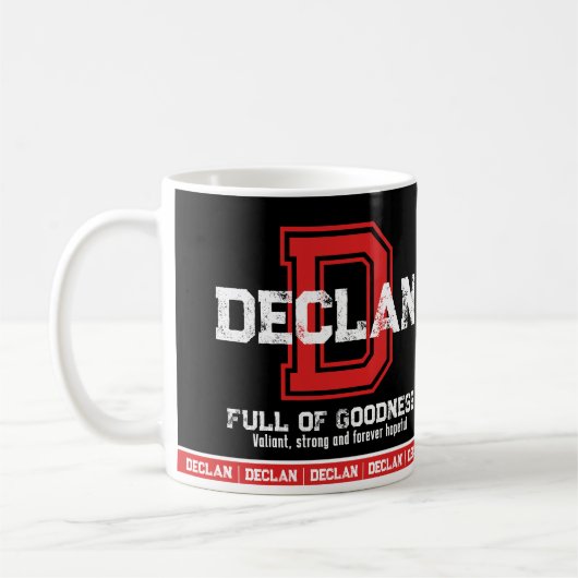 Declan Name bedeutet Sport monogramm rot schwarz Kaffeetasse (Links)