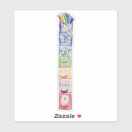 Declans farbenfrohe Totem Aufkleber (Blatt)