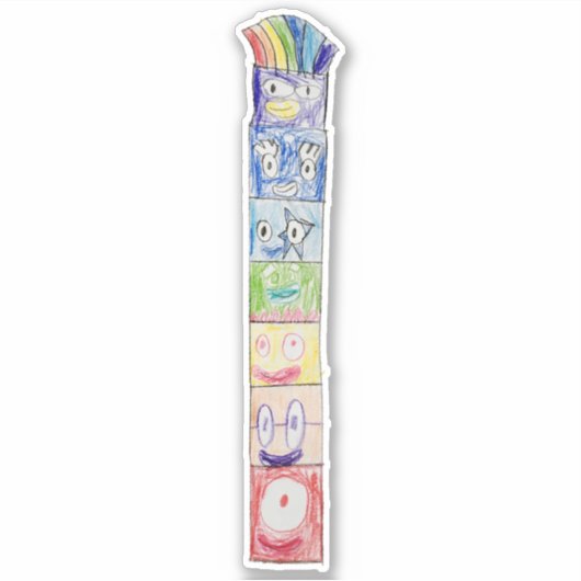 Declans farbenfrohe Totem Aufkleber (Vorderseite)