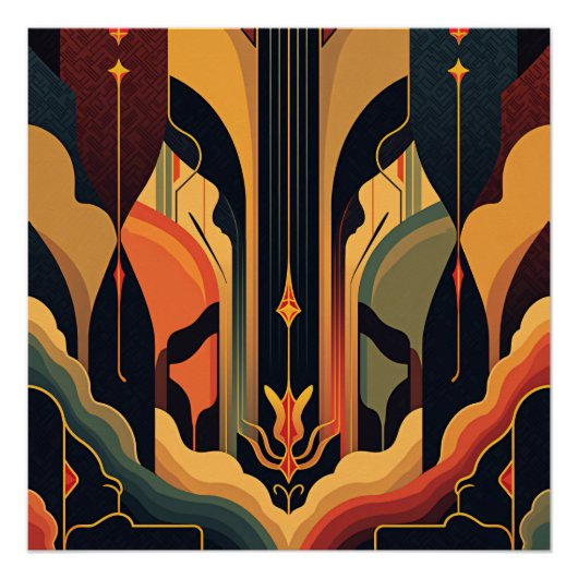 Deco-Abstraktion Glänzend Poster (Vorderseite)