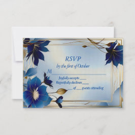 Deco blauen Blumen Hochzeit RSVP Karte