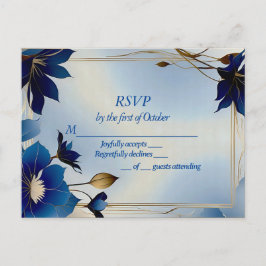 Deco blauen Blumen Hochzeit RSVP Postkarte
