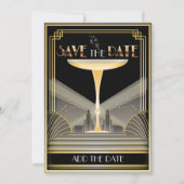 Deco Champagner Save The Date Einladung (Vorderseite)