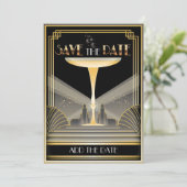 Deco Champagner Save The Date Einladung (Stehend Vorderseite)