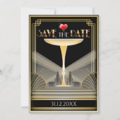 Deco Champagner Save The Date Einladung (Vorderseite)