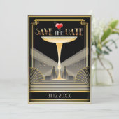 Deco Champagner Save The Date Einladung (Stehend Vorderseite)