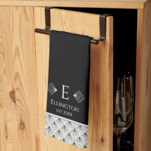 Deco-Deco-Lüfter Schwarz/Weiß Diamant Personalisie Geschirrtuch