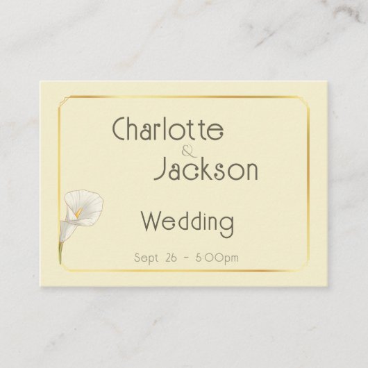 Deco Gold Framed Vintage Lily Wedding Cream Begleitkarte (Vorderseite)