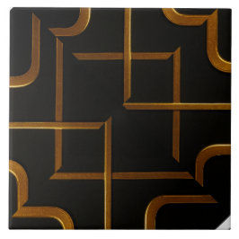 Deco Grid Black Gold Luxury Geometric Bathroom Til Fliese