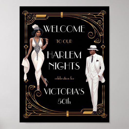 Deco Harlem Nights Flapper and Gentleman Welcome Poster (Vorne)