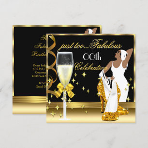 Deco Lady Gold Black Zu Fabulöser Geburtstag Einladung