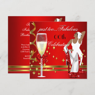Deco Lady Rot Gold Zu Fabelhafte Geburtstagsparty  Einladung