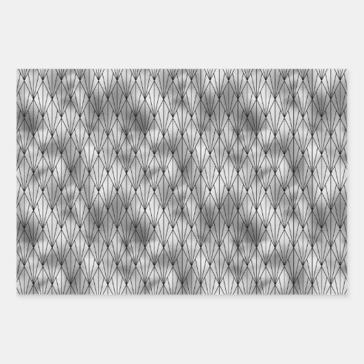Deco-Muster aus Silver und Black Diamond Geschenkpapier Set (Vorderseite 3)