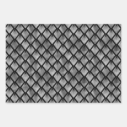 Deco-Muster aus Silver und Black Diamond Geschenkpapier Set (Vorderseite 2)