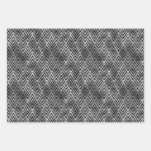 Deco-Muster aus Silver und Black Diamond Geschenkpapier Set (Vorderseite)