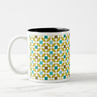 Deco Print Pattern Gold Teal Geometric Zweifarbige Tasse