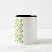 Deco Print Pattern Gold Teal Geometric Zweifarbige Tasse (Mittel)