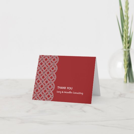 Deco red white circle pattern thank you card dankeskarte (Vorderseite)
