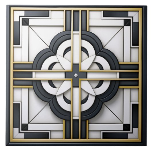  Deco Schön Schwarz Weiß Gold  Fliese (Vorderseite)