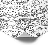 Deco Sunburst Rings Coloring Page Pattern Design Poster (Ecke)