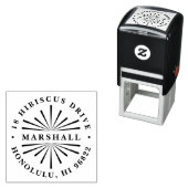 Deco Sunburst Round Return Address Stamp Permastempel (Beispiel)