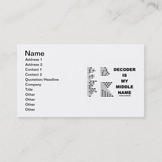 Decoder ist mein zweiter Vorname (Morsealphabet) Visitenkarte (Vorderseite)