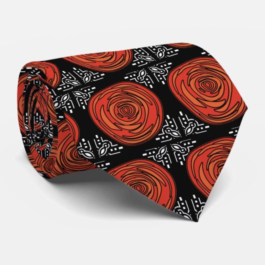 Decofied Roses Red and White on Black Krawatte (Gerollt)