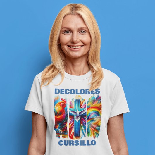 DeColores Cursillo Brush Stroke Rooster Cross Dove T-Shirt