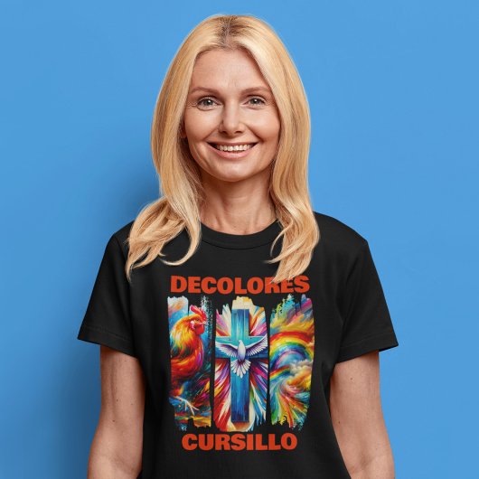 DeColores Cursillo Brush Stroke Rooster Cross Dove T-Shirt