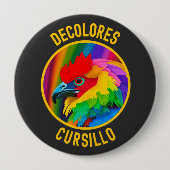 DeColores Cursillo Bunter Hahn Lebendiger Regenbog Button (Vorderseite)