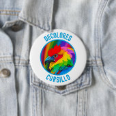 DeColores Cursillo Bunter Hahn Lebendiger Regenbog Button (Beispiel)