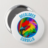 DeColores Cursillo Bunter Hahn Lebendiger Regenbog Button (Vorne & Hinten)