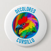 DeColores Cursillo Bunter Hahn Lebendiger Regenbog Button (Vorderseite)