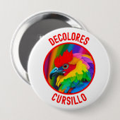 DeColores Cursillo Bunter Hahn Lebendiger Regenbog Button (Vorne & Hinten)
