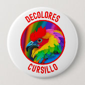 DeColores Cursillo Bunter Hahn Lebendiger Regenbog Button (Vorderseite)