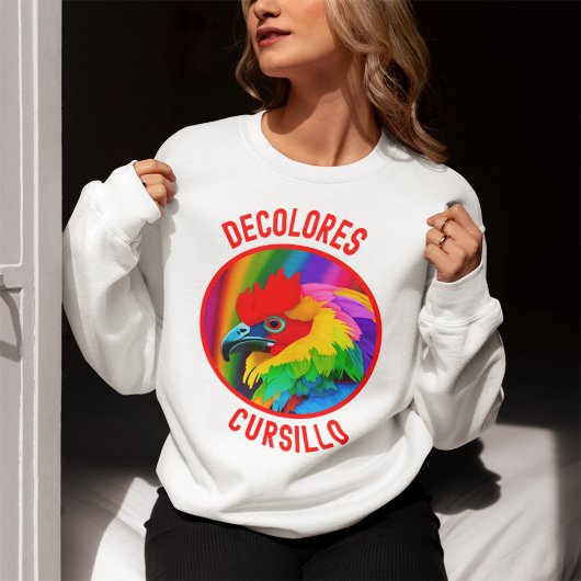 DeColores Cursillo Bunter Hahn Lebendiger Regenbog Sweatshirt