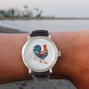 DeColores Cursillo Farbenfrohe Rooster Armbanduhr