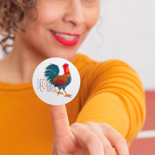 DeColores Cursillo Farbenfrohe Rooster Runder Aufkleber