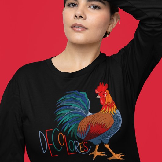 DeColores Cursillo Farbenfrohe Rooster T-Shirt