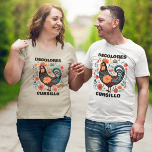 DeColores Cursillo-Folk-Art Dunkler farbenfroher H T-Shirt
