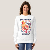 DeColores Cursillo-Folk-Art Hahn christlich Sweatshirt (Vorne ganz)