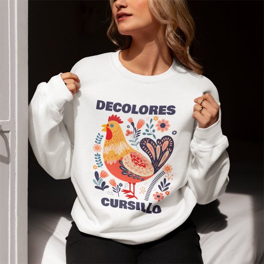 DeColores Cursillo-Folk-Art Hahn christlich Sweatshirt