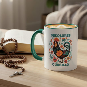 DeColores Cursillo-Folk-Art Schwarzer Hahn Glaube  Tasse