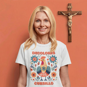 DeColores Cursillo Hahn Florale Volkskunst Orange T-Shirt