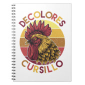 DeColores Cursillo-Hahn mit abgenutztem Sonnenunte Notizblock (Vorderseite)