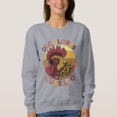 DeColores Cursillo Hahn mit gestresstem Sonnenunte Sweatshirt (Vorderseite)