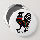 DeColores Cursillo Hahn Schwarze Silhouette Button (Vorne & Hinten)