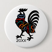 DeColores Cursillo Hahn Schwarze Silhouette Button (Vorderseite)